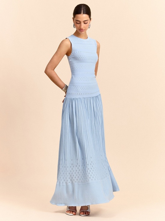 Commense Dresses & Skirts - Commense Light Blue Sleeveless Pleated Maxi Skirt